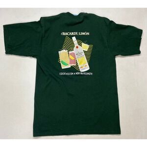 VINTAGE Bacardi Limon Graphic T-shirt Men Large Green Short Sleeve 90s
